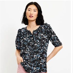Ann Taylor LOFT Pearl Print Puff Sleeve Blouse NEW WITH TAGS NWT